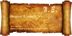 Negro Elemér névjegykártya